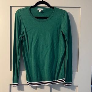 Old Navy Green Long Sleeve Top with Striped Hem